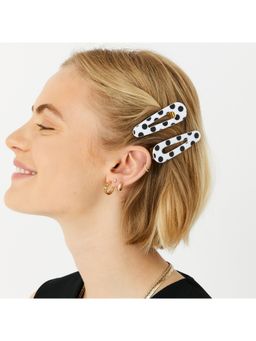 Accessorize London - Women's White Polka Dot Hair Clips (Pack of 2)