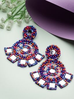 Moedbuille - Multi-Colour Mirrors Beads and Sequins Studded Contemporary Design Earrings