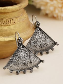 Moedbuille - Silver Oxidised Silver Plated Drop Earrings
