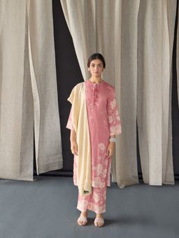 Bombay Bloom - Pink Floral Tencel Kurta with Pant and Dupatta (Set of 3)