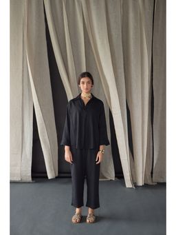 Bombay Bloom - Black Linen Solid Co-Ord (Set of 2)