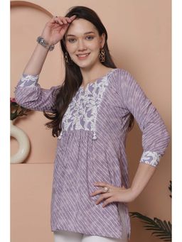 Rajnandini - Women's Light Purple Pure Cotton Foil Printed Kurti