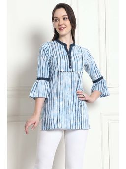 Rajnandini - Women's Sky Blue Cotton Tie-Die Printed Kurta