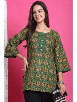 Rajnandini - Women's Green Pure Cotton Printed Kurti