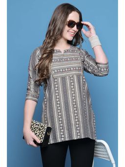 Rajnandini - Women's Grey Pure Cotton Floral Printed Kurti