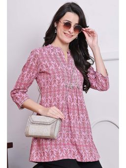 Rajnandini - Women's Pink Cotton Floral Printed Kurti
