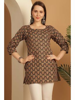 Rajnandini - Women's Brown Cotton Foil Printed Kurti