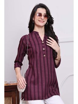 Rajnandini - Women's Wine Cotton Geometric Printed Kurti