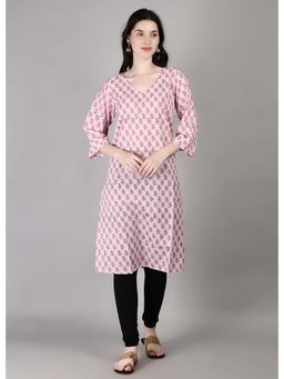 Palash - Pink Block Printed Straight Kurta