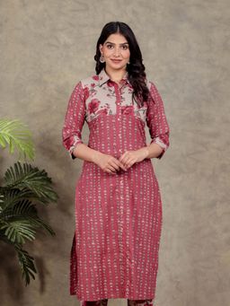 ARAMYA - Soft Cotton High Low Floral Print Kurta