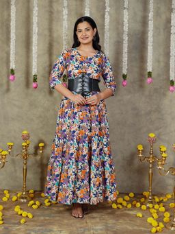 ARAMYA - Soft Cotton Anarkali Print Kurta