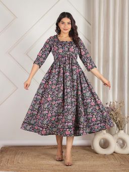 ARAMYA - Soft Cotton Floral Print Dress