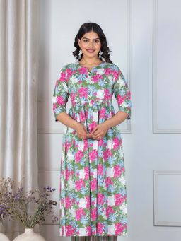ARAMYA - Soft Cotton Floral Print Kurta