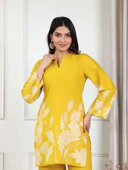 ARAMYA - Soft Cotton Placement Print Kurta