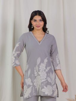 ARAMYA - Soft Cotton Straight Placement Print Kurti