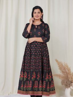 ARAMYA - Soft Cotton Flared Floral Print Kurta
