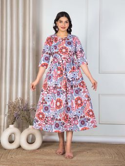 ARAMYA - Soft Cotton Floral Print Dress