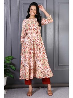 W - Floral Printed Metal Embellishment Pure Cotton Kurta