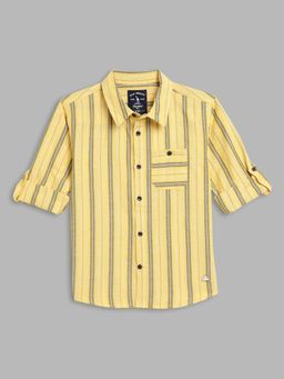 Blue Giraffe - Boys Yellow Striped Shirt