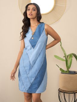 StyleStone - Womens Denim Blue Knee Length Dress