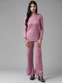 CAYMAN - Women Woolen Mauve Stripes Co-Ord