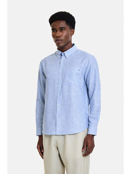 Snitch - Light Blue Solid Full Sleeves Regular Shirt for Men