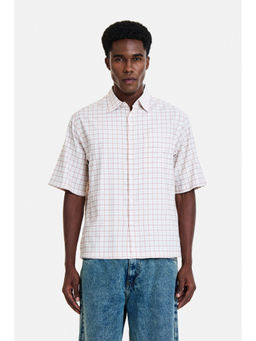 Snitch - Pink Checks Half Sleeves Oversized Casual Shirt for Men