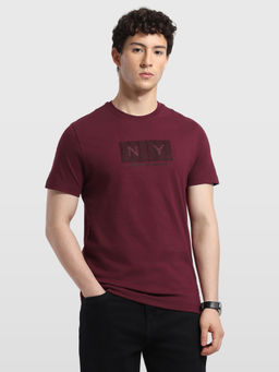 Arrow Newyork - Men'S Printed Printed Regular Fit T-Shirt-Wine