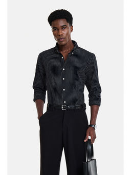 Snitch - Black Stripes Full Sleeves Regular Formal Shirt for Men