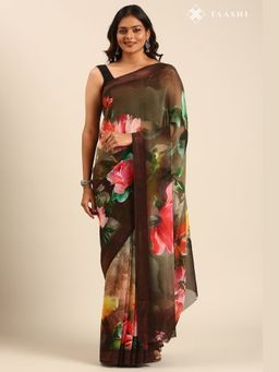Taashi - Mocha Roseate Sanctuary Saree
