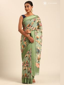 Taashi - English Rose Sage Saree