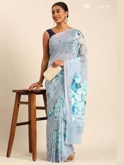 Taashi - Slate Sage Tapestry Saree