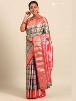 Taashi - Coral Lattice Gilt Saree