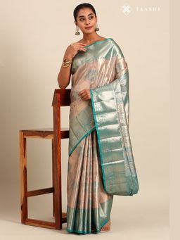 Taashi - Silver Mint Heritage Saree