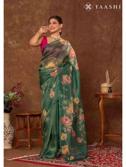 Taashi - Emerald Rose Shimmer Saree