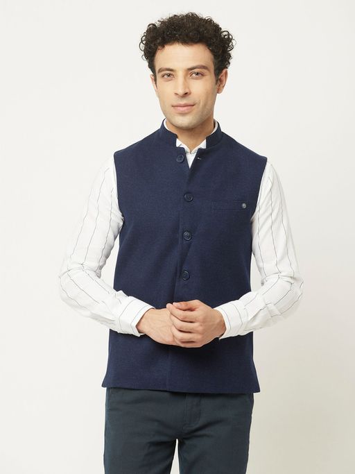 CRIMSOUNE CLUB Men Waistcoat In Navy Blue Tone