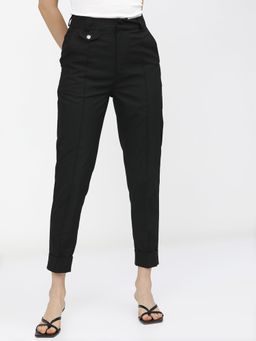 TOKYO TALKIES - Women Black Solid Formal Trouser