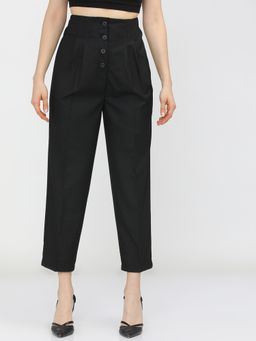 TOKYO TALKIES - Women Black Solid Formal Trouser