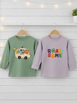 RIGO - Multi-Color Cotton Round Neck T-Shirt (Pack of 2)