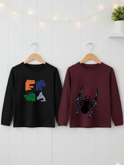 RIGO - Multi-Color Cotton Round Neck T-Shirt (Pack of 2)