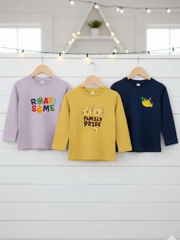 RIGO - Multi-Color Cotton Round Neck T-Shirt (Pack of 3)