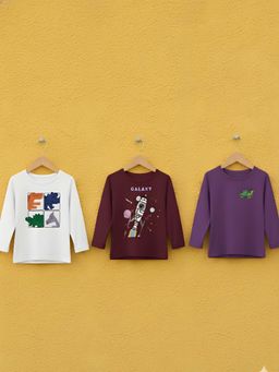 RIGO - Multi-Color Cotton Round Neck T-Shirt (Pack of 3)