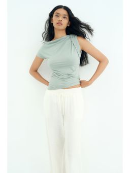 H&M - Women Green Draped One-Shoulder Top