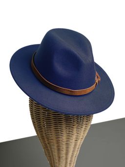 CHOKORE - Unisex Vintage Solid Blue Fedora Hat