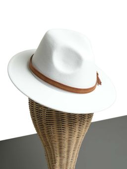 CHOKORE - Unisex Vintage Solid White Fedora Hat