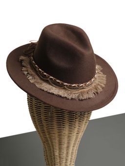 CHOKORE - Unisex Boho Style Solid Brown Fedora Hat