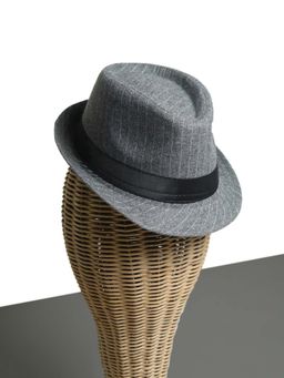 CHOKORE - Unisex Classic Striped Design Comfortable Stripes Grey Fedora Hat
