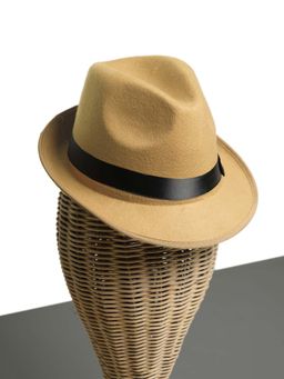 CHOKORE - Unisex Vintage Solid Brown Fedora Hat