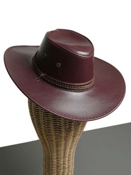 CHOKORE - Unisex Sharp Pu Leather Solid Brown Cowboy Hat