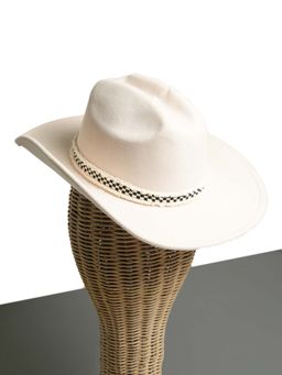 CHOKORE - Unisex Rolled Brim Solid Off White Cowboy Hat